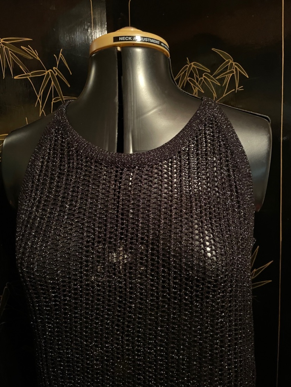 NWT Tahari Black Metallic Crochet Swim Coverup